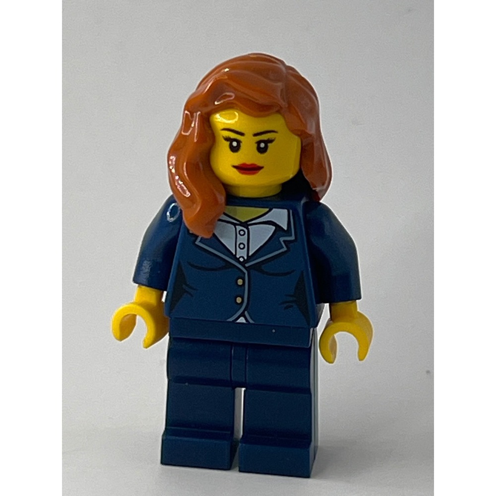 LEGO City Businesswoman Minifigure cty0691 Dark Blue Suit Dark Orange Wavy Hair